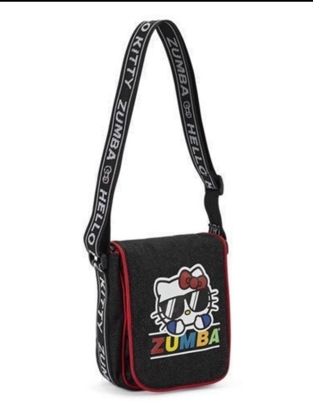 Hello Kitty Zumba crossbody bag with Hello Kitty graphic and 'ZUMBA' text